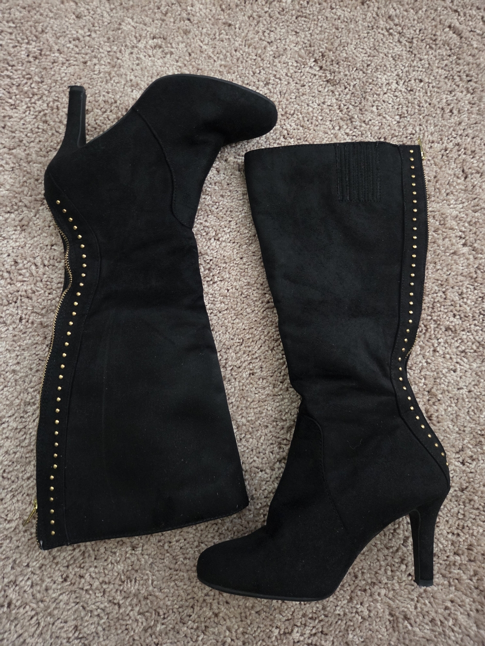 Sbicca Black Over-the-Knee Boots with Gold Stud Trim